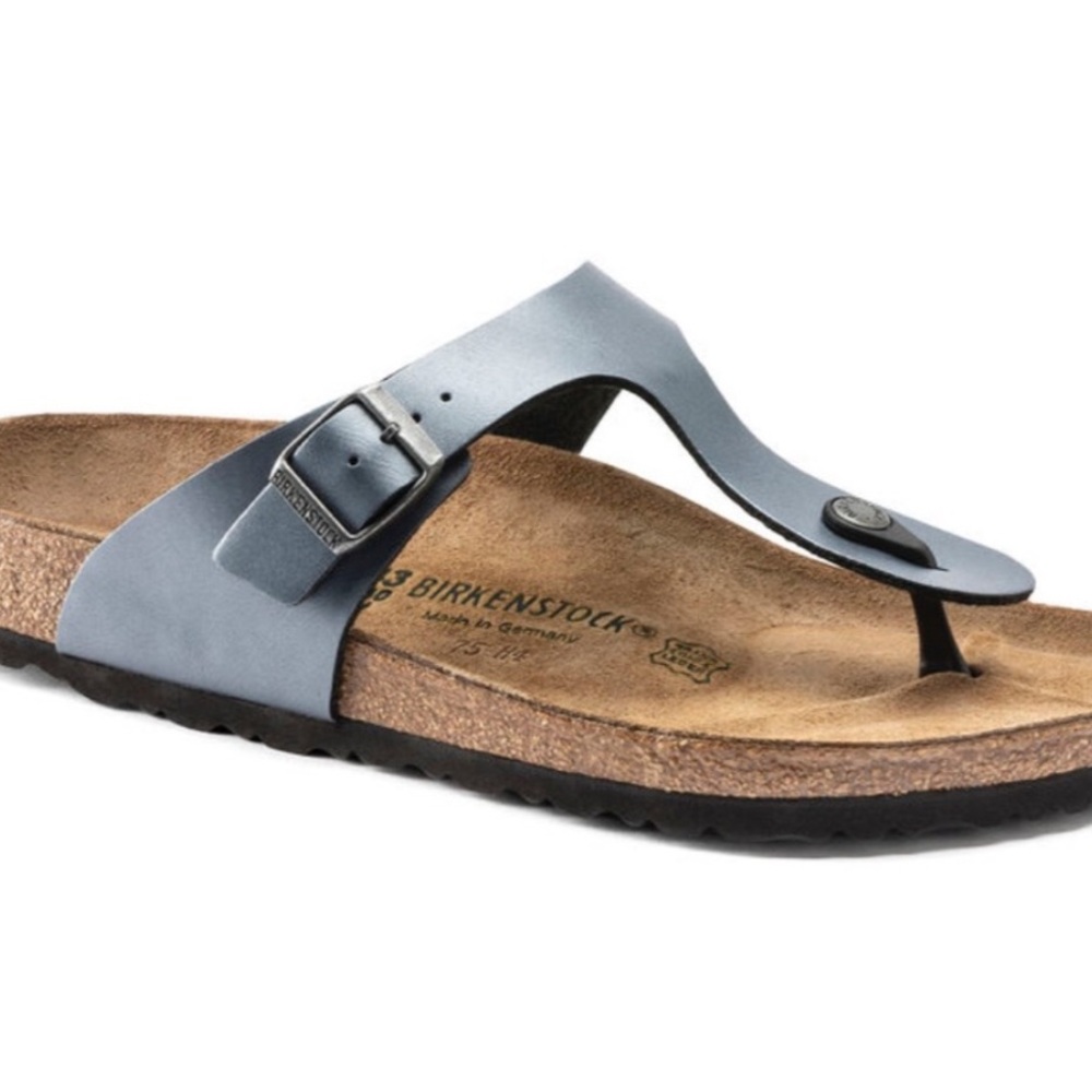 Birkenstock Gray Sandals with Adjustable Straps and Contoured Footbed